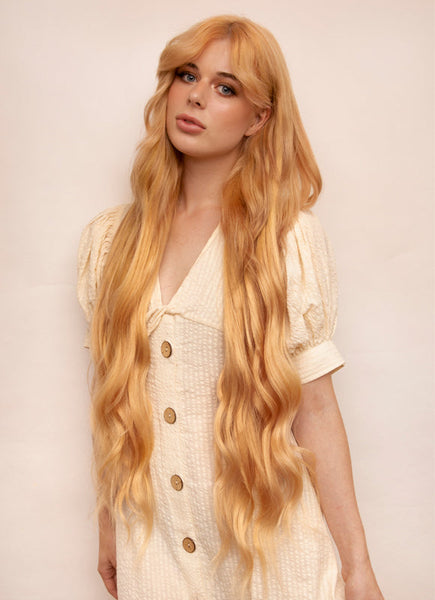 30 inch clip in hair extensions #27 strawberry blonde 3