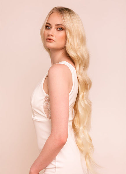 30 inch clip in hair extensions #60 light blonde 3