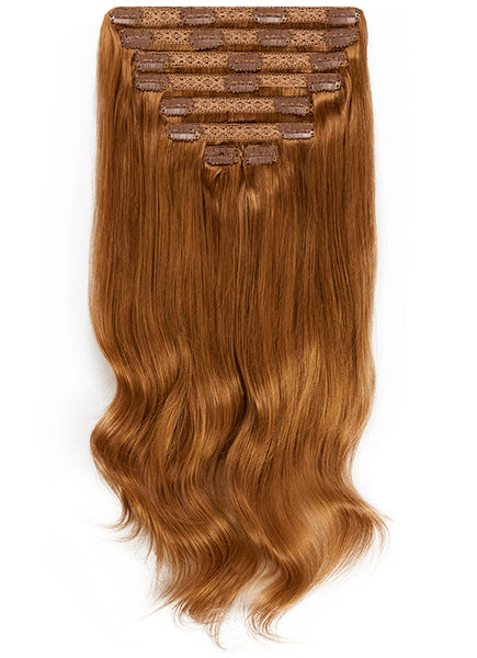 30 inch clip in hair extensions #6 light chestnut brown 5