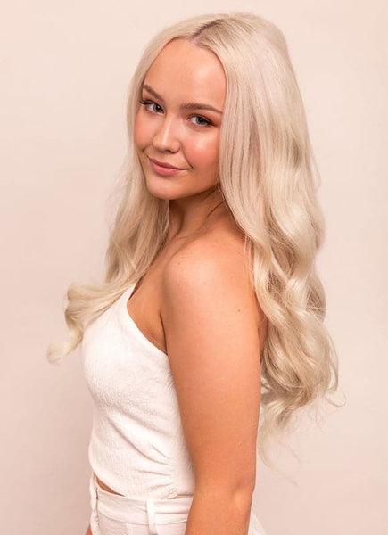 20 inch clip in hair extensions #60W platinum blonde 3