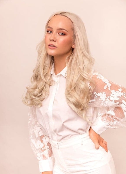 20 Inch Remy Tape Hair Extensions Platinum Blonde
