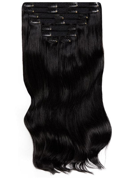20 inch clip in hair extensions #1 jet black 6