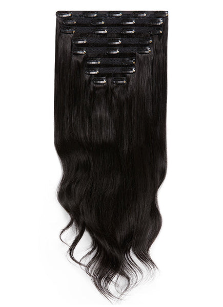 24 inch clip in hair extensions #1B natural black 4