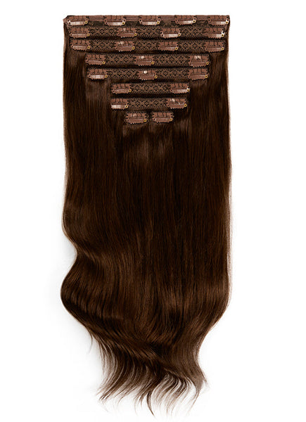 24 inch clip in hair extensions #1C mocha brown 4