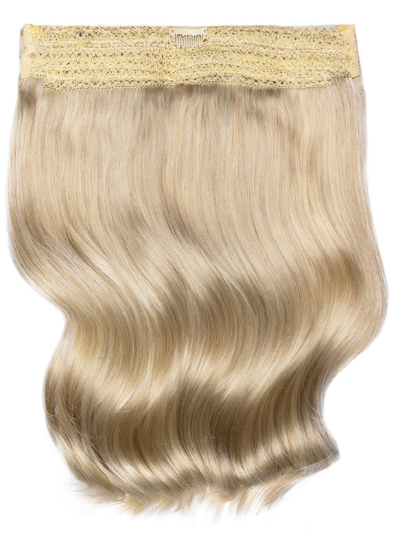Platinum Blonde Invisible Wire Hair Extensions Real Human Hair Platinum  Blonde
